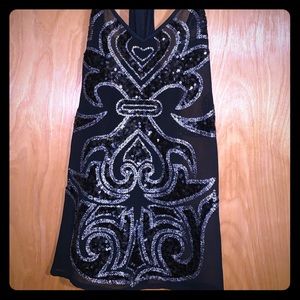 Black tank Top Silver and Black Sequin Design